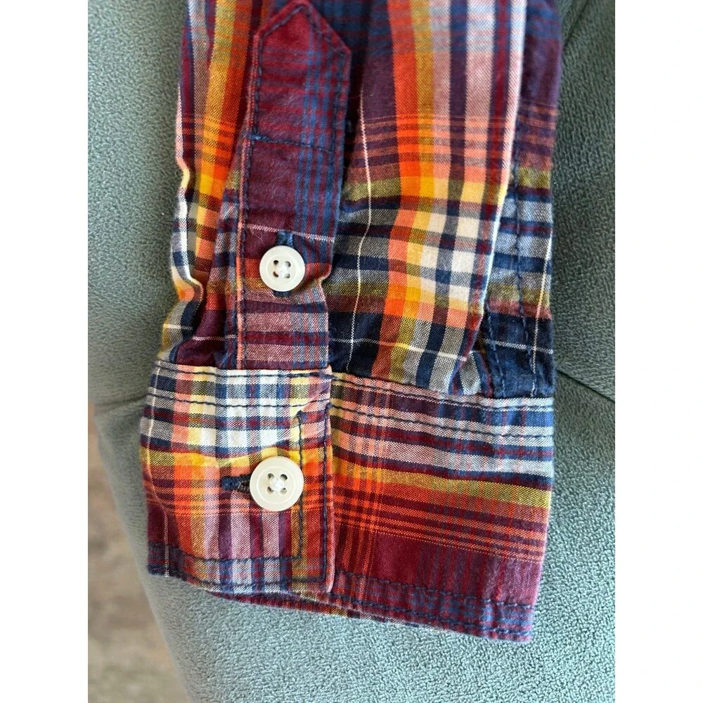 Boys Gymboree Fall Thanksgiving plaid check button down shirt size Small